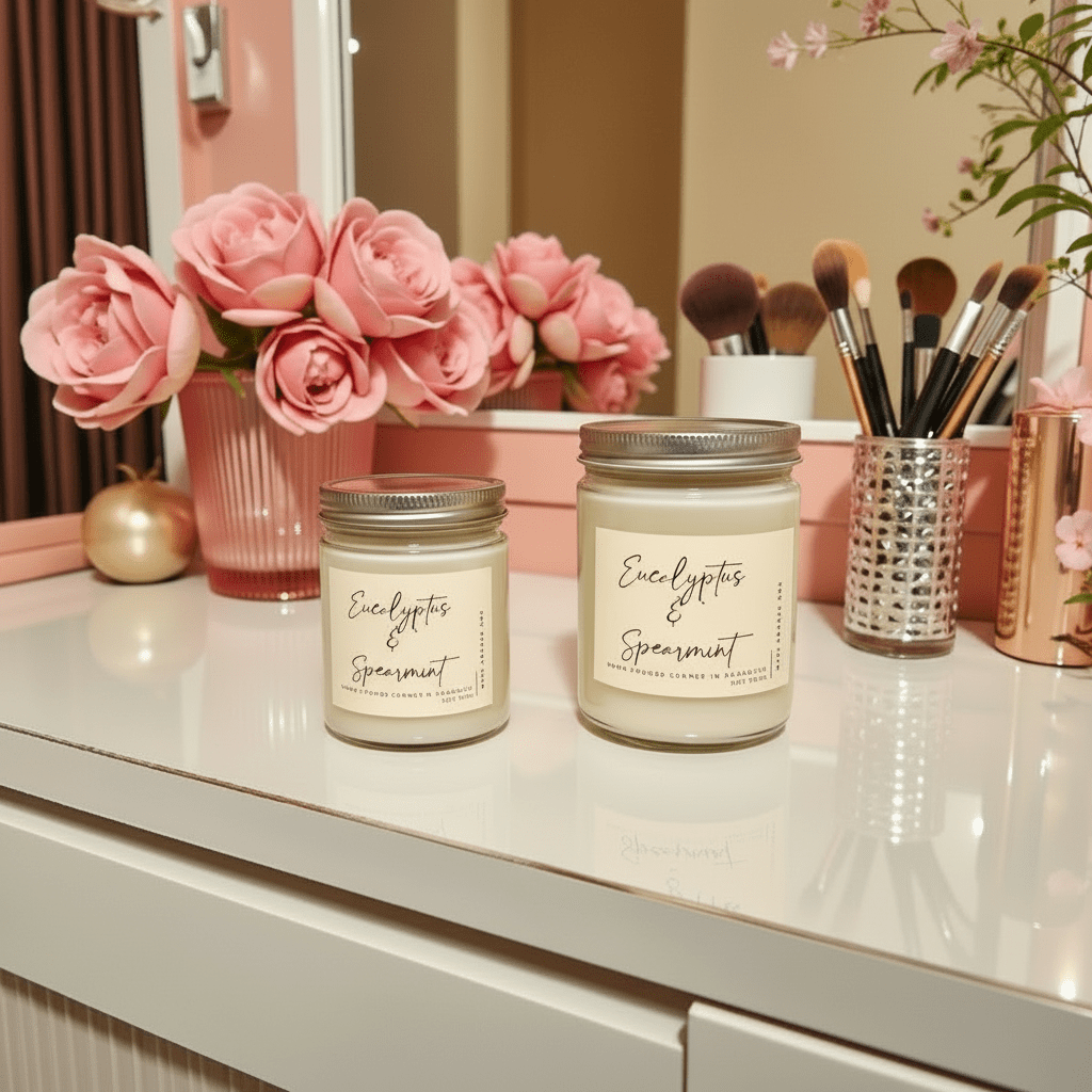 Eucalyptus and spearmint candle | Candle | Natural Skincare by Thestoushlife