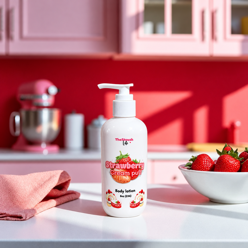 Strawberry Cream Puff Hydrating Body Lotion | Lotion | Natural Skincare by Thestoushlife