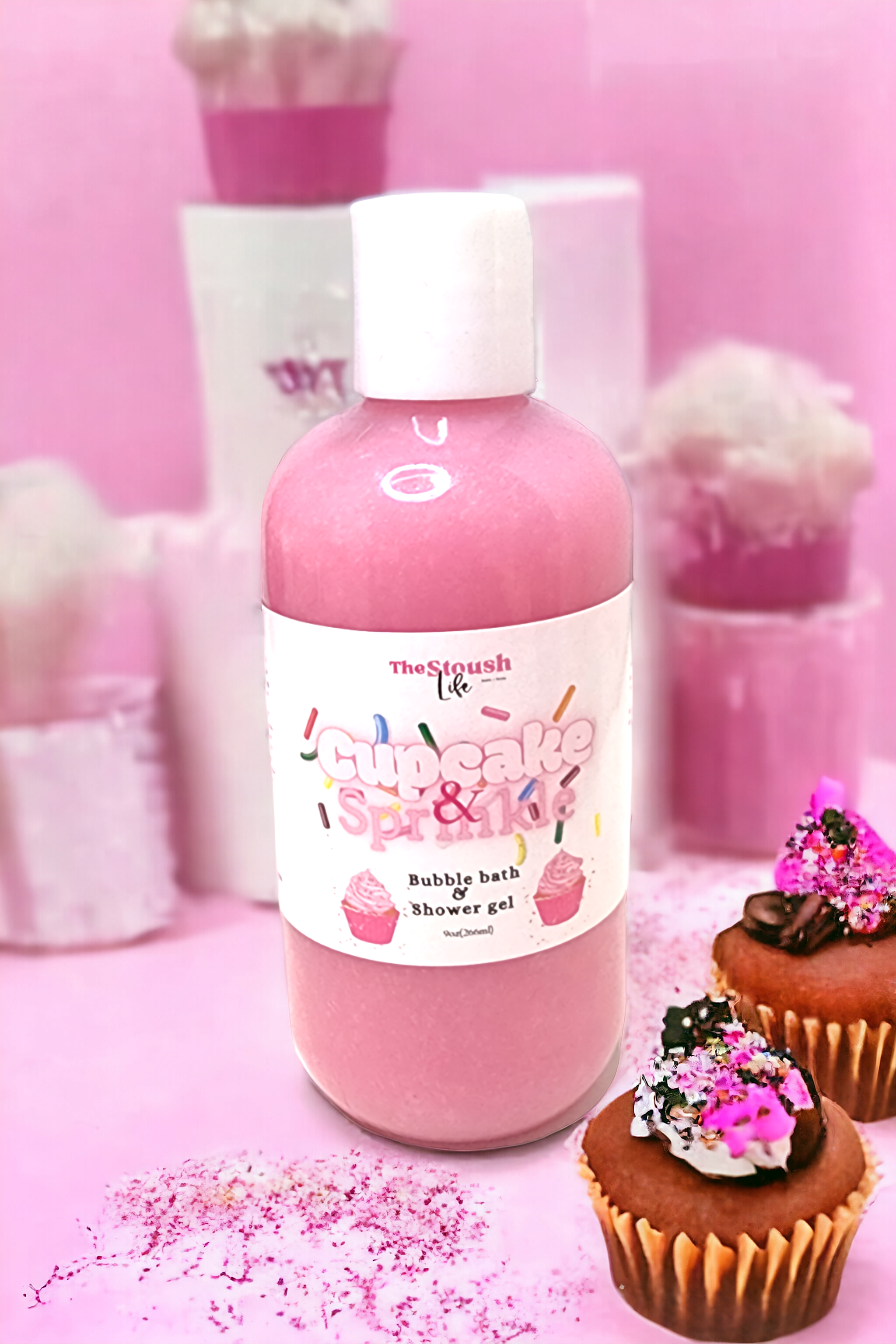 Cupcake and sprinkle shower gel