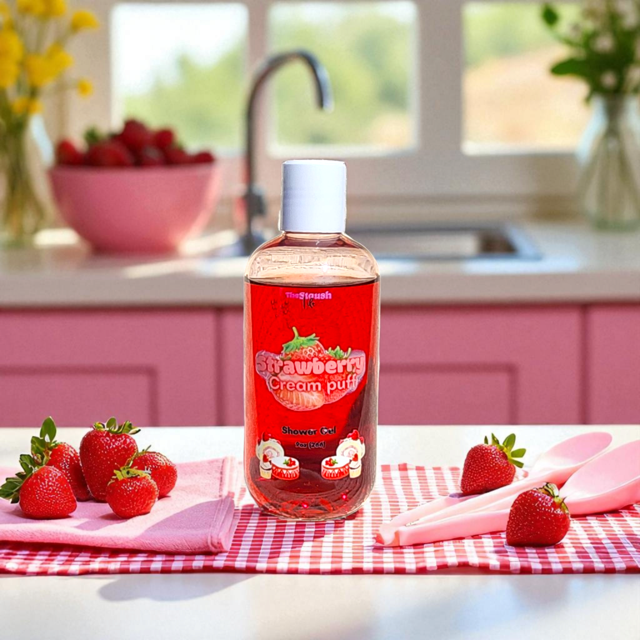 Strawberry Cream Puff Hydrating Shower Gel | shower gel | Natural Skincare by Thestoushlife