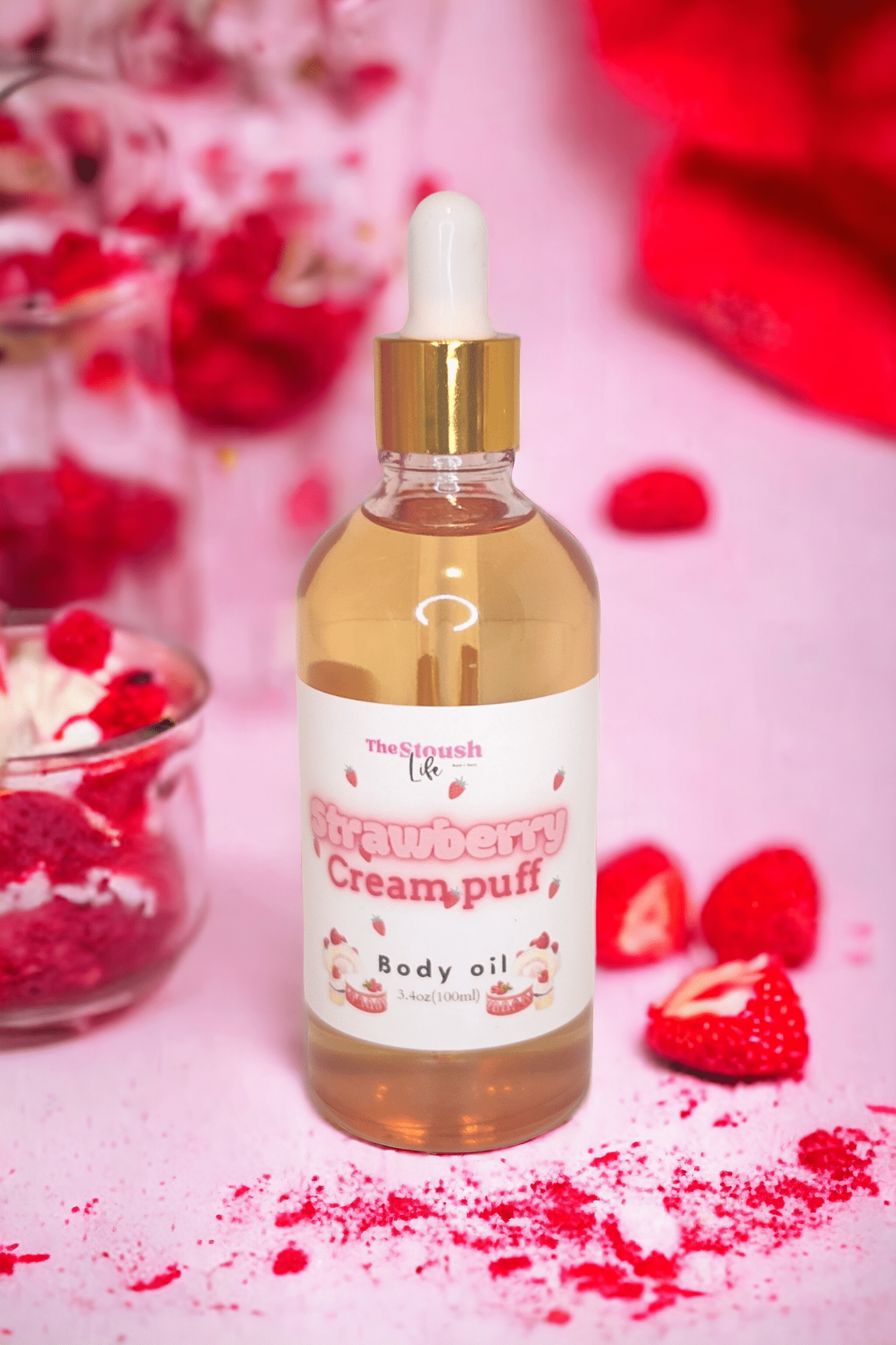 Strawberry Cream Puff Nourishing Body Oil | Body oil | Natural Skincare by Thestoushlife